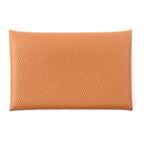 Hermes Calvi Gold Veau Epsom Card Case Coin Purse