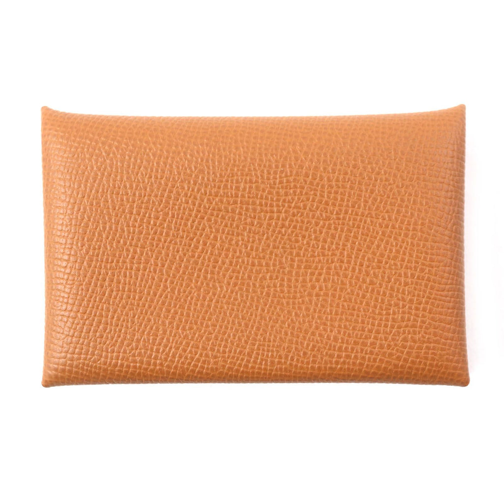 Hermes Calvi Gold Veau Epsom Card Case Coin Purse — view 3