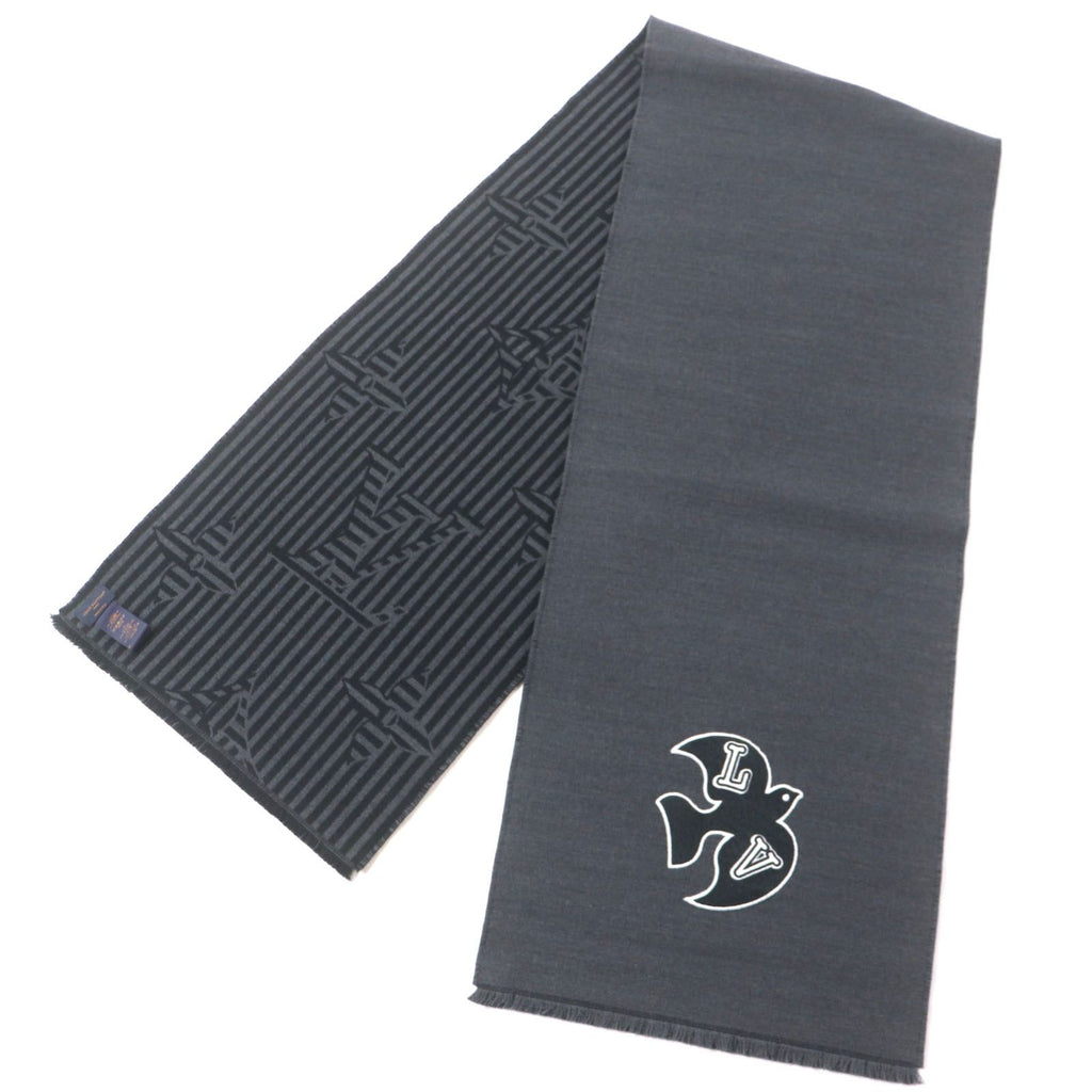 Louis Vuitton Echarpe LV Harmony Wool 100% Logo Patch Scarf Gray — view 3