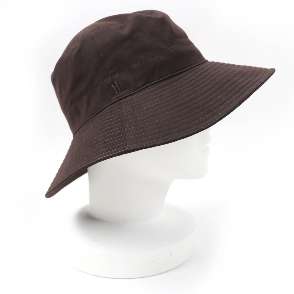 Hermes H Logo Embroidery Wide Brim Hat Dark Brown 56 — view 5