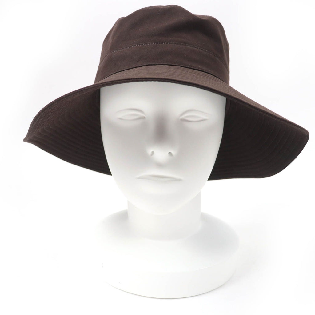 Hermes H Logo Embroidery Wide Brim Hat Dark Brown 56 — view 2