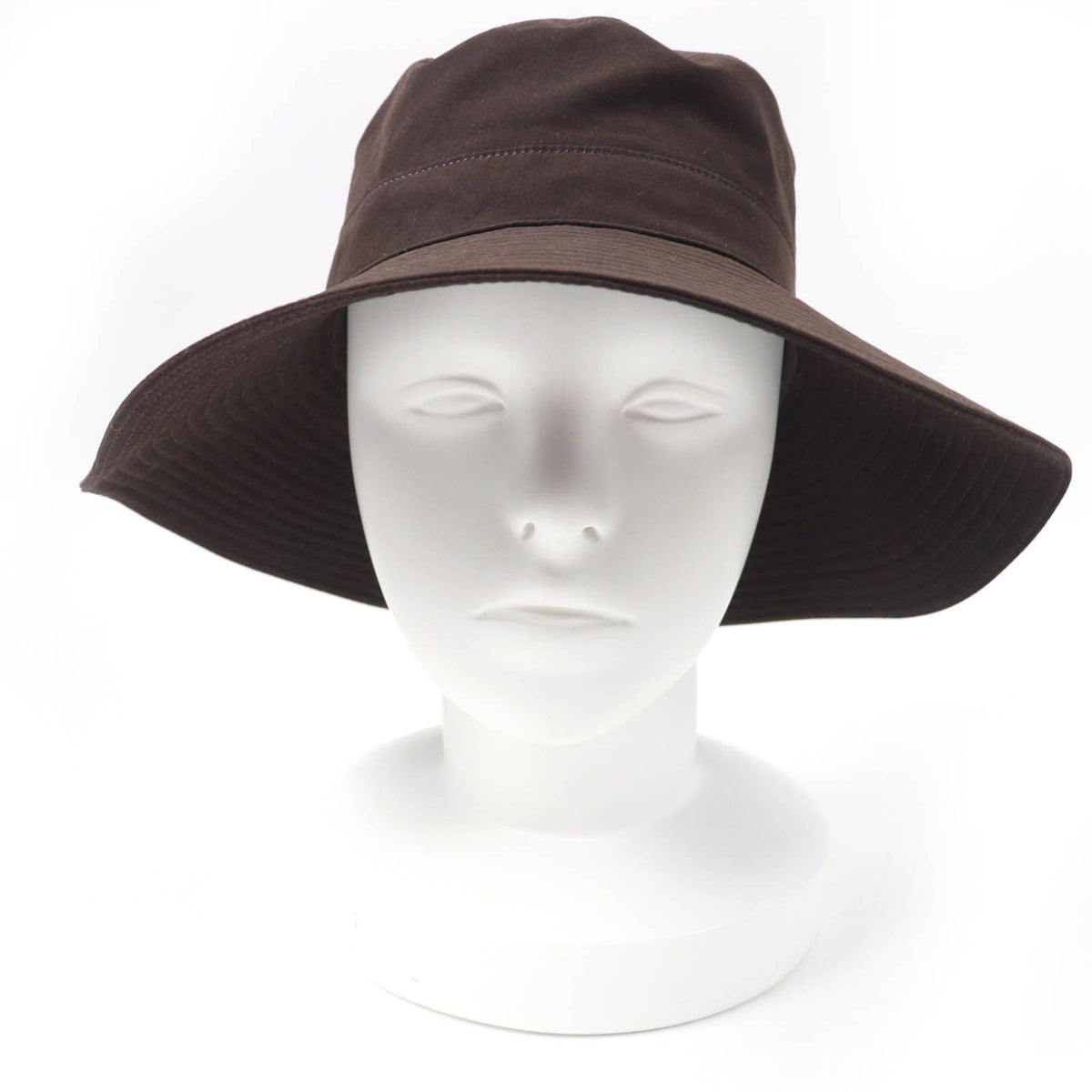 Hermes H Logo Embroidery Wide Brim Hat Dark Brown 56 — view 2