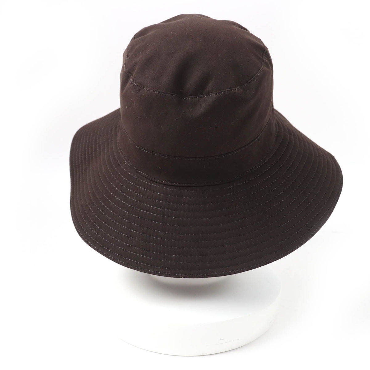 Hermes H Logo Embroidery Wide Brim Hat Dark Brown 56 — view 4