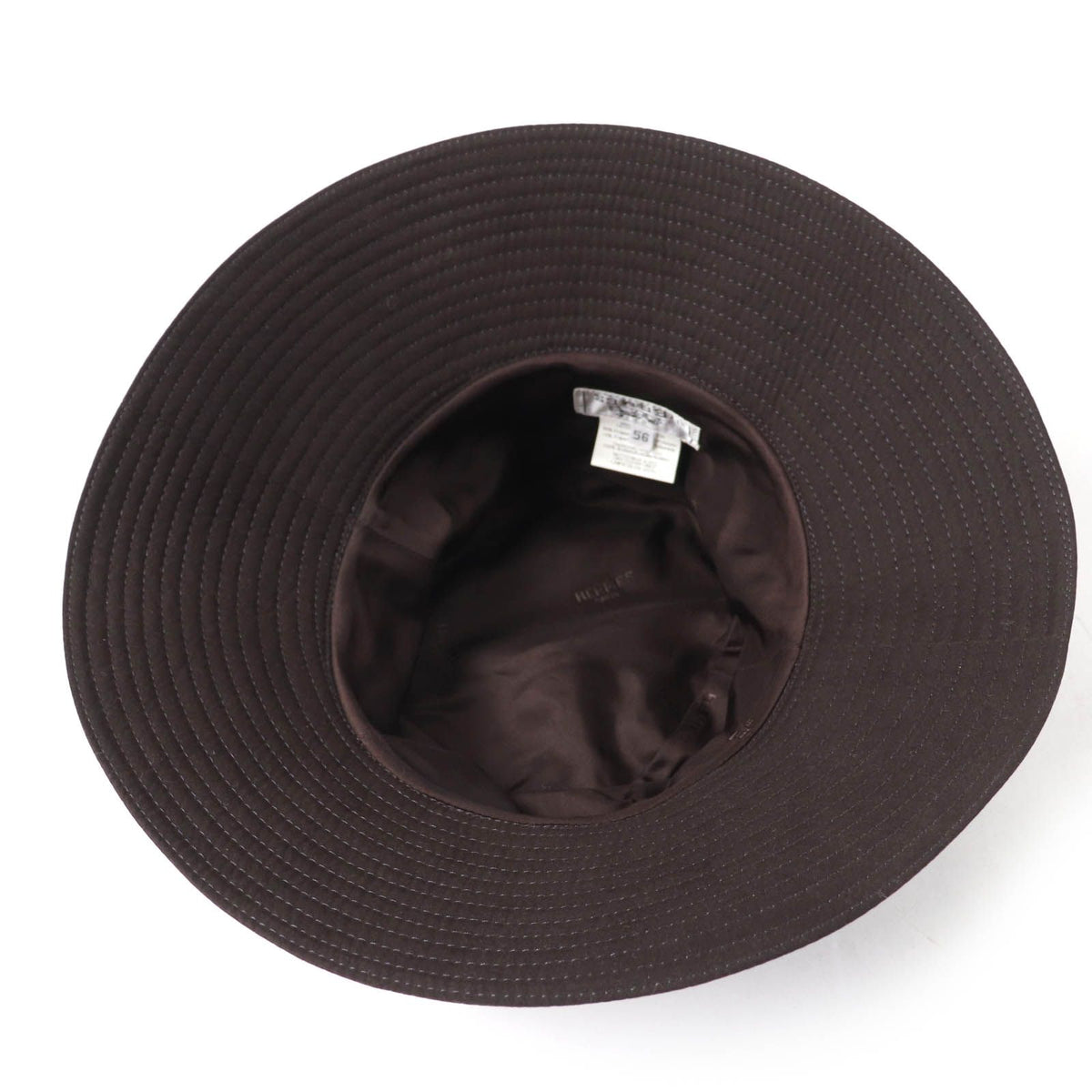 Hermes H Logo Embroidery Wide Brim Hat Dark Brown 56 — view 6
