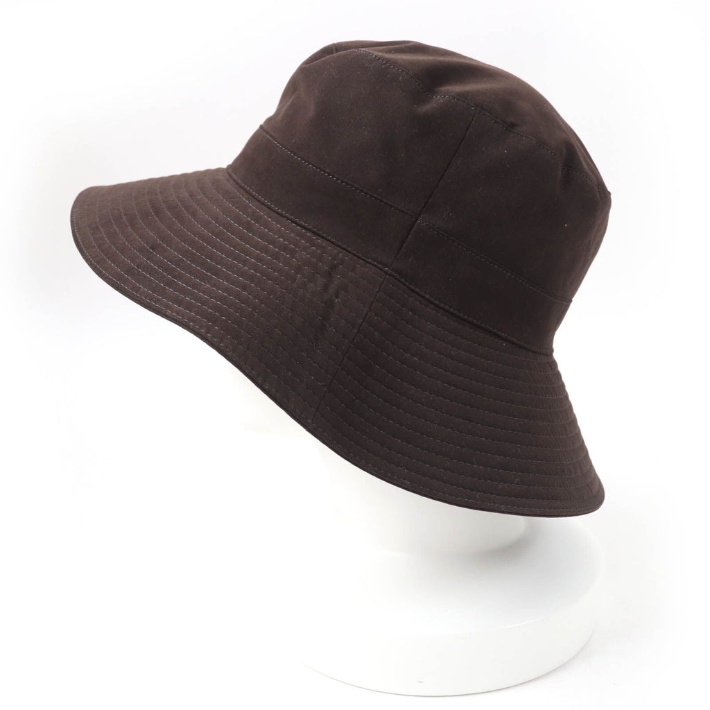 Hermes H Logo Embroidery Wide Brim Hat Dark Brown 56 — view 3