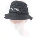 Celine Logo Print Quilted Bucket Hat Black