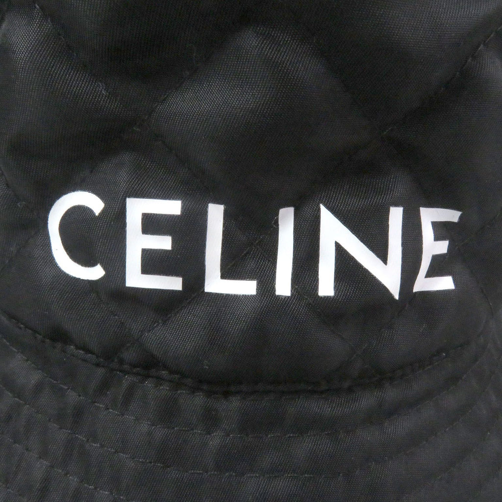 Celine Logo Print Quilted Bucket Hat Black — view 5