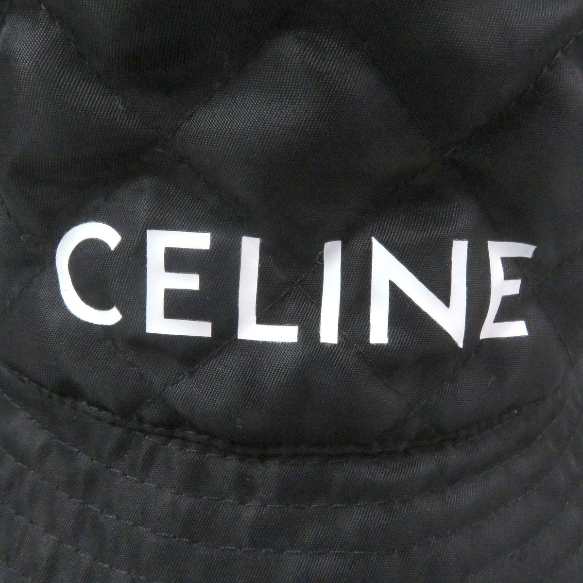 Celine Logo Print Quilted Bucket Hat Black — view 5