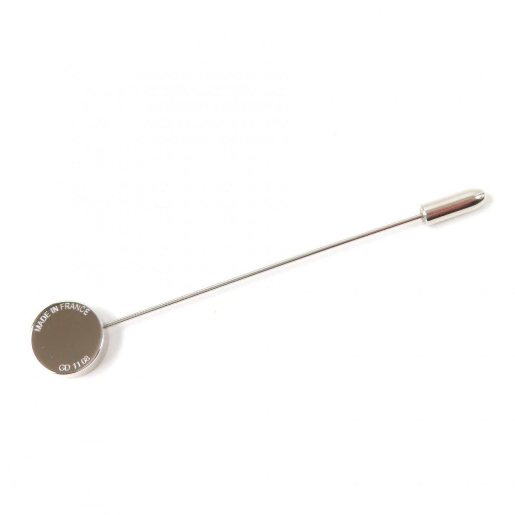 Hermes Silver Sellier Pin Brooch Hat Pin Brown — view 5