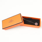 Hermes Silver Sellier Pin Brooch Hat Pin Brown — view 2