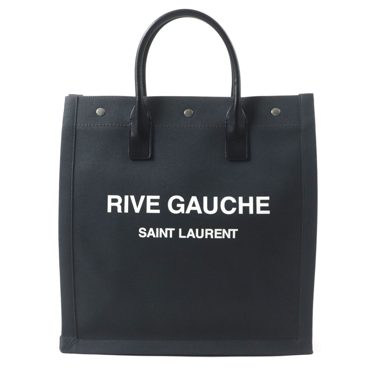 Saint Laurent Paris Rive Gauche S Canvas Leather Tote Bag Dark Gray Black