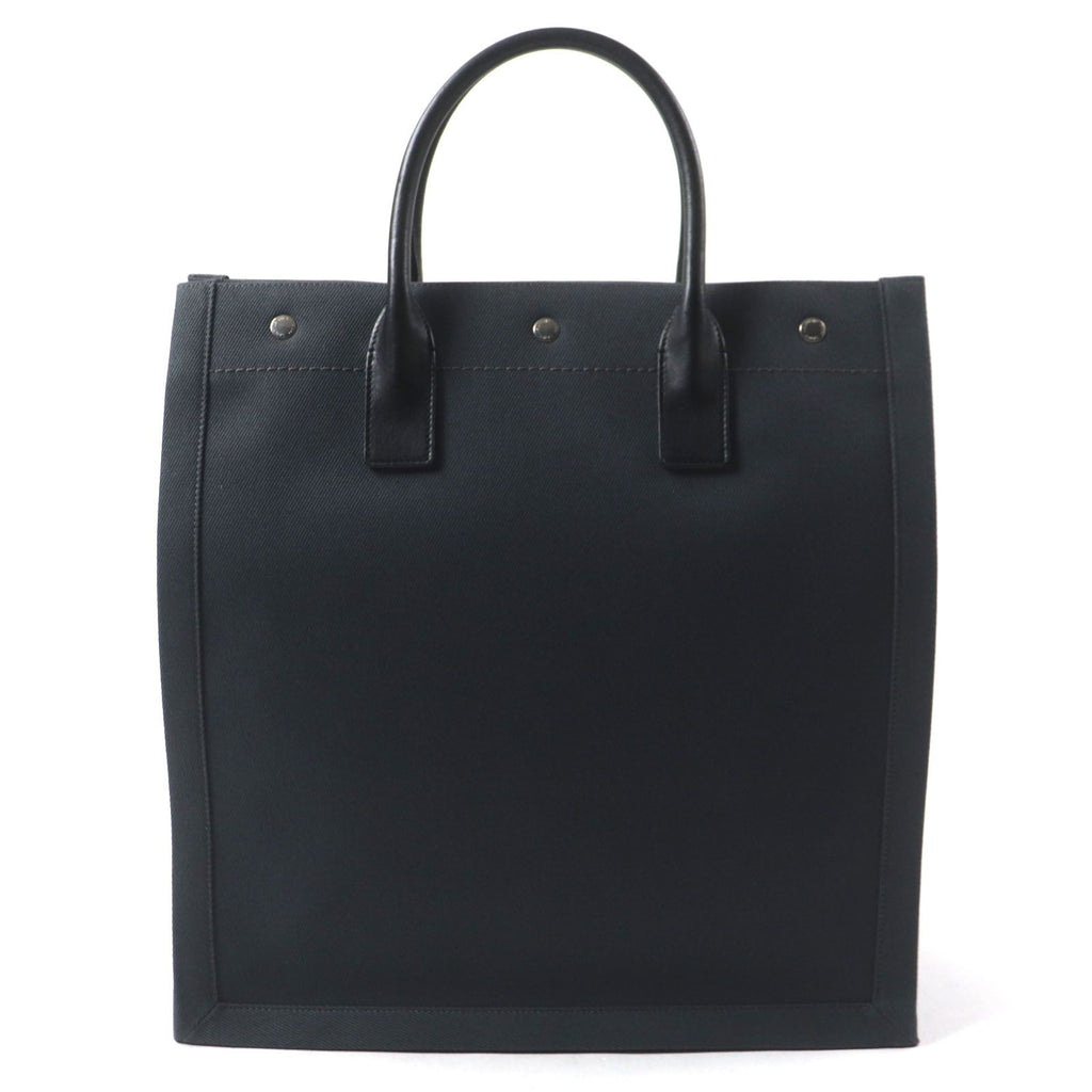 Saint Laurent Paris Rive Gauche S Canvas Leather Tote Bag Dark Gray Black — view 3