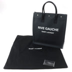 Saint Laurent Paris Rive Gauche S Canvas Leather Tote Bag Dark Gray Black — view 2