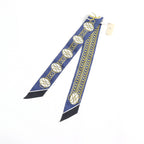 Hermes Twilly Lift Profile Silk 100% Marine Noir Gold Scarf — view 3