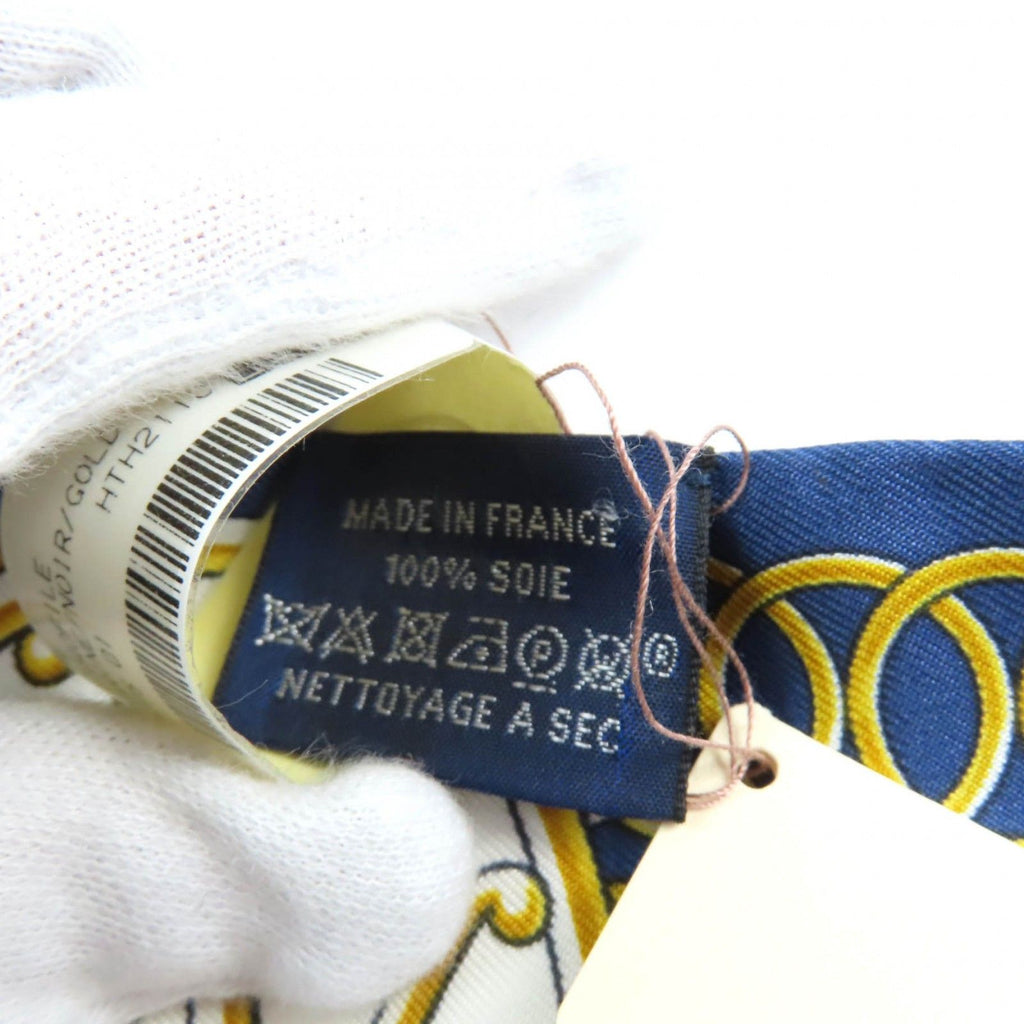 Hermes Twilly Lift Profile Silk 100% Marine Noir Gold Scarf — view 8