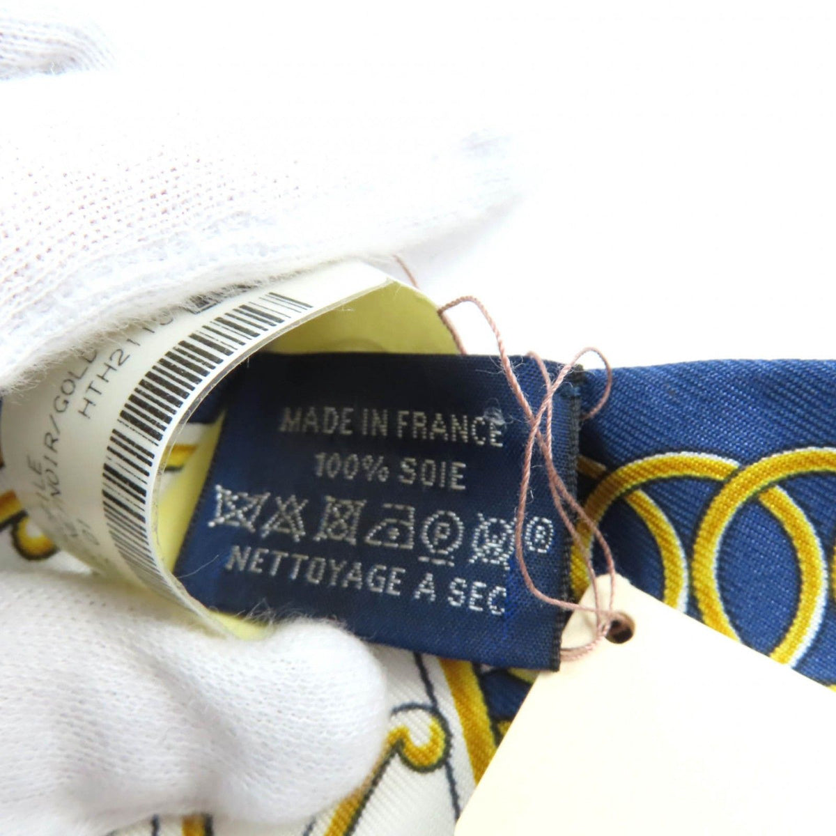 Hermes Twilly Lift Profile Silk 100% Marine Noir Gold Scarf — view 8