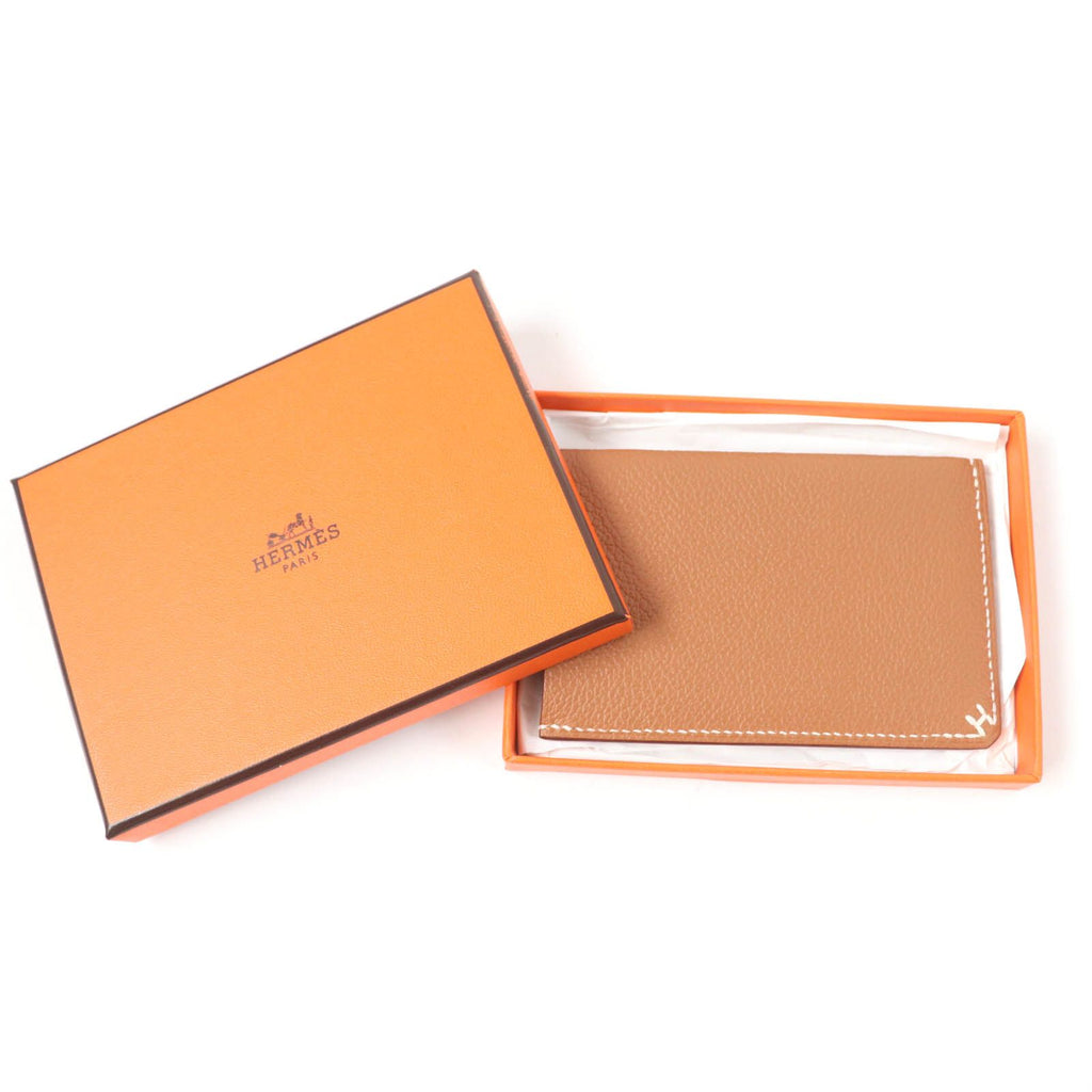 Hermes H Sellier Gold Veau Evercolor Card Case — view 2