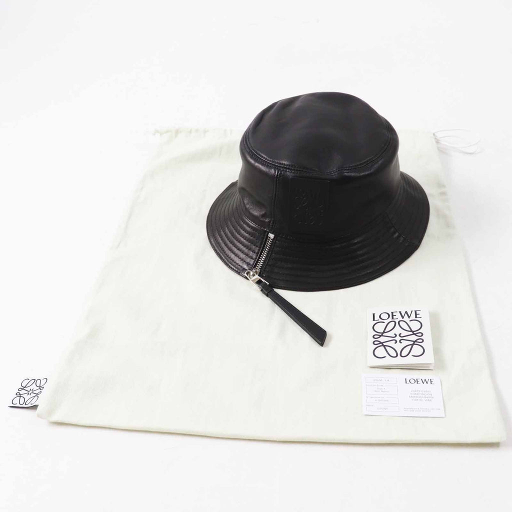 Loewe Anagram Leather Patch Lambskin Hat Black Silver 59 — view 2
