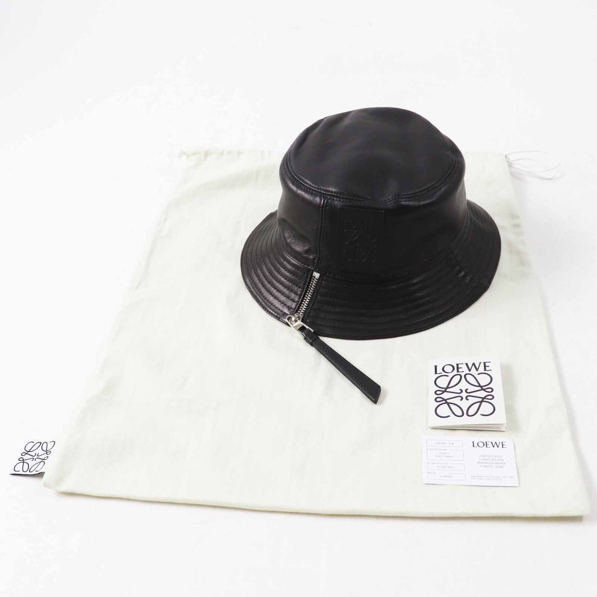 Loewe Anagram Leather Patch Lambskin Hat Black Silver 59 — view 2