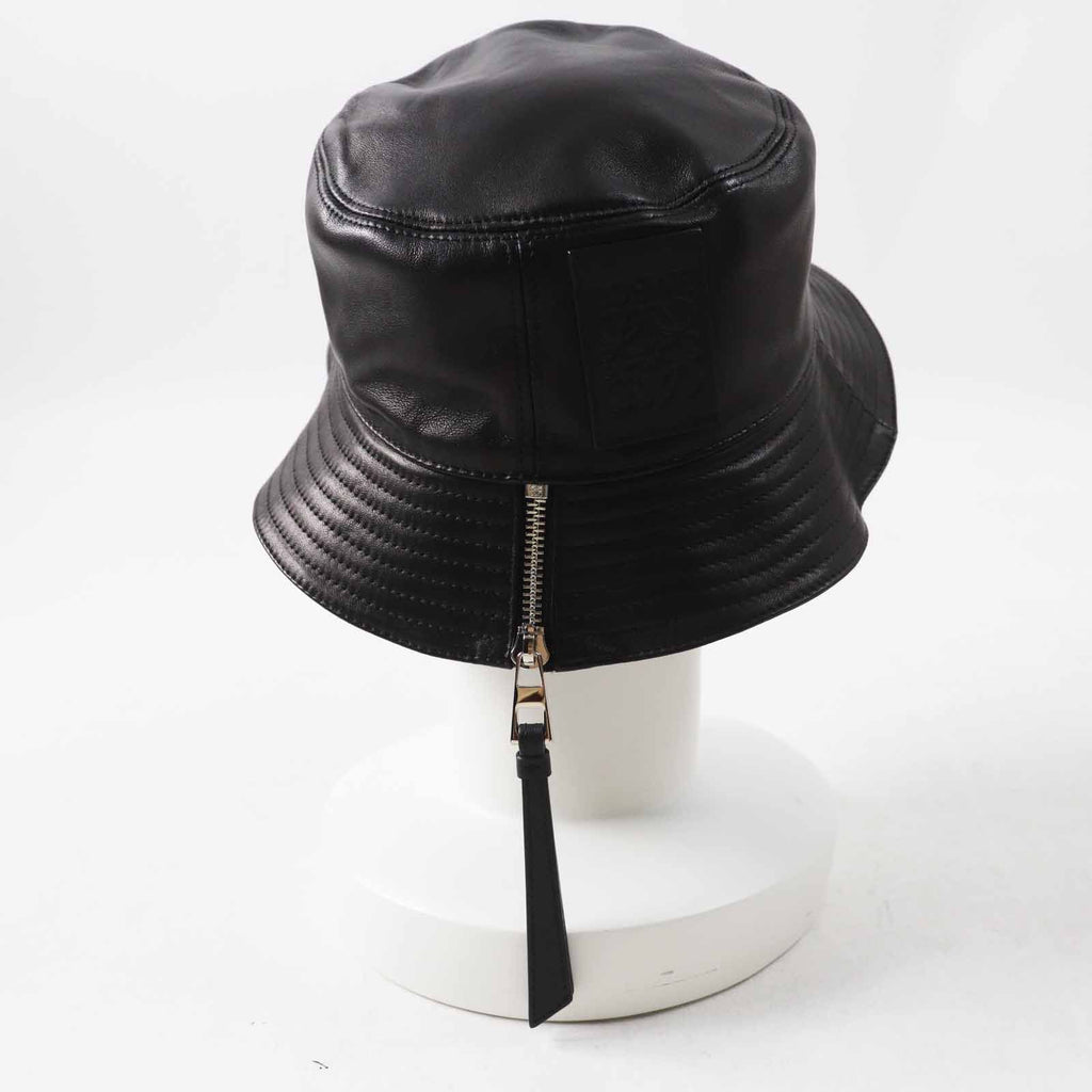 Loewe Anagram Leather Patch Lambskin Hat Black Silver 59 — view 5