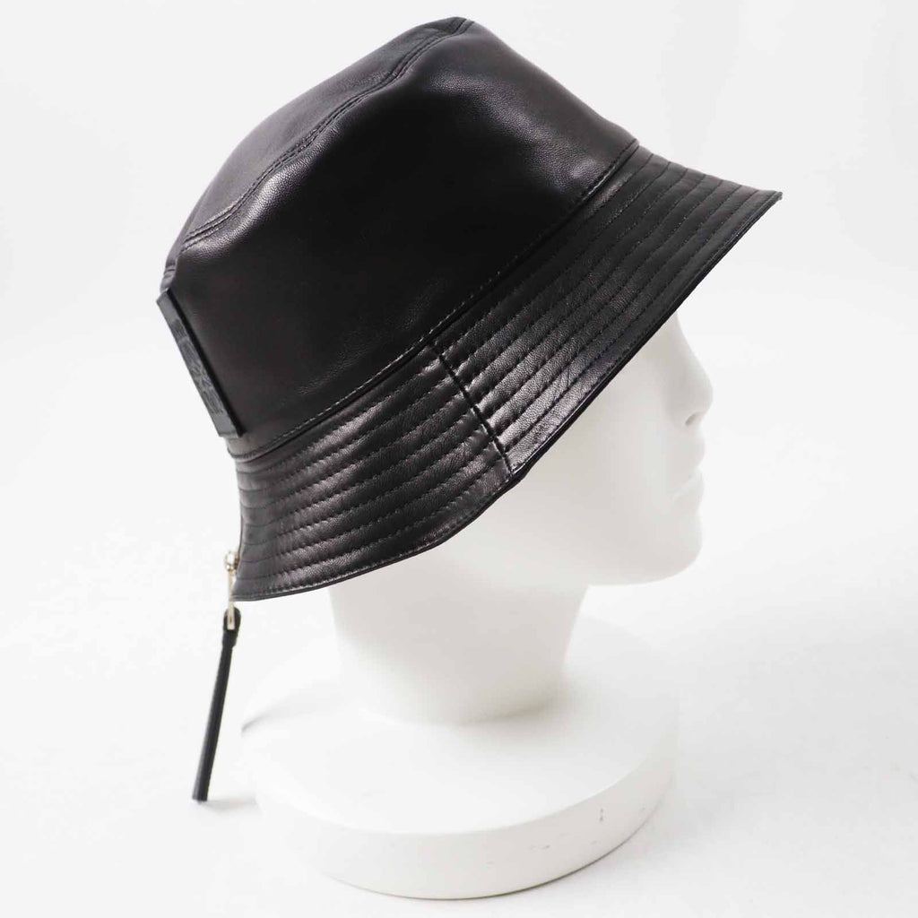 Loewe Anagram Leather Patch Lambskin Hat Black Silver 59 — view 6