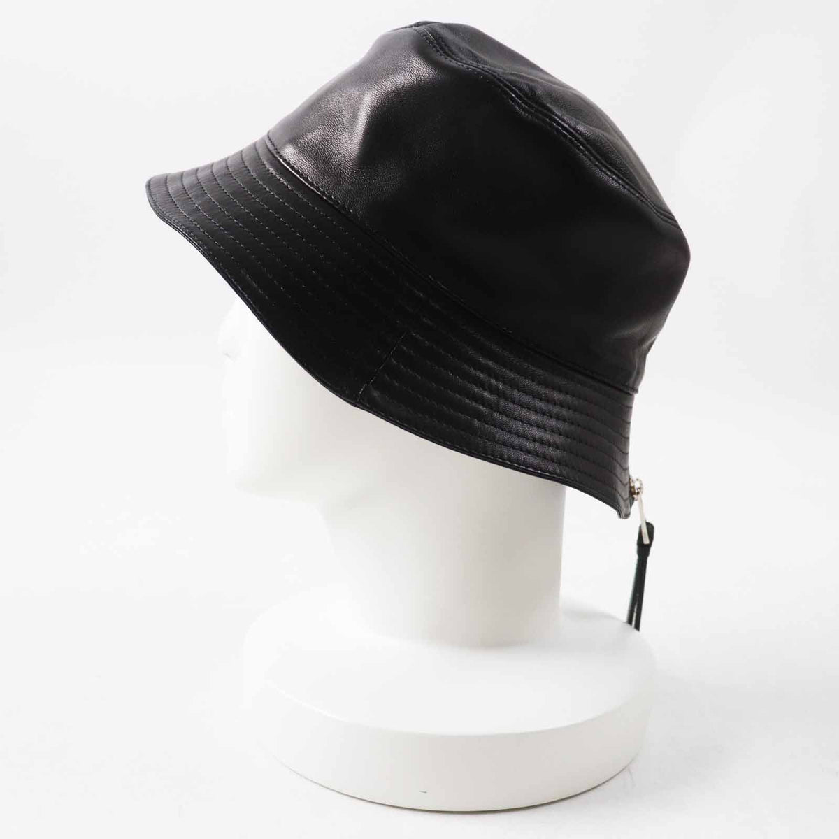 Loewe Anagram Leather Patch Lambskin Hat Black Silver 59 — view 4