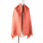 Hermes Grand Chevron Cashmere 100% Rose Blush Leather Logo Patch Shawl Scarf — view 4