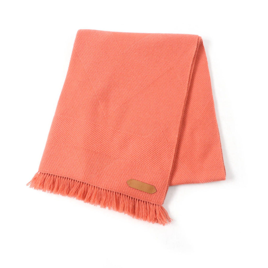 Hermes Grand Chevron Cashmere 100% Rose Blush Leather Logo Patch Shawl Scarf