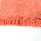 Hermes Grand Chevron Cashmere 100% Rose Blush Leather Logo Patch Shawl Scarf — view 8