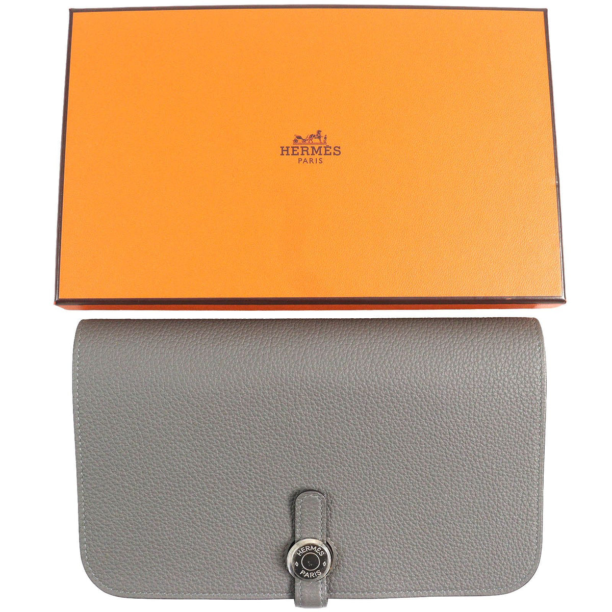 Hermes Dogon GM Duo Gris Meyer Silver Sellier Buttons Togo Wallet — view 2