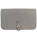Hermes Dogon GM Duo Gris Meyer Silver Sellier Buttons Togo Wallet