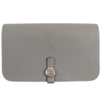 Hermes Dogon GM Duo Gris Meyer Silver Sellier Buttons Togo Wallet