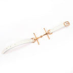 Hermes Mall Bracelet Pink Gold Leather White T2 — view 3