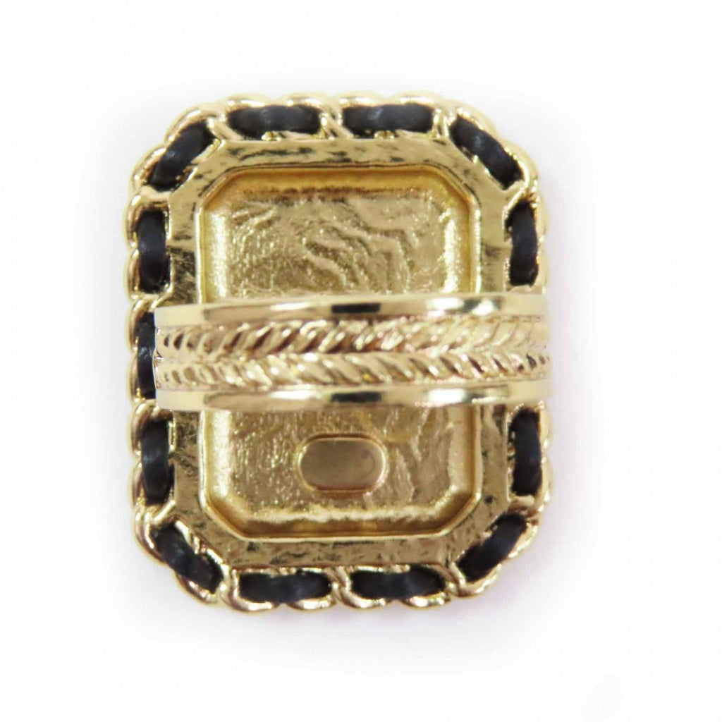 Chanel Premiere Watch Design CC Logo Rhinestone Decoration Ring Black Gold — view 6