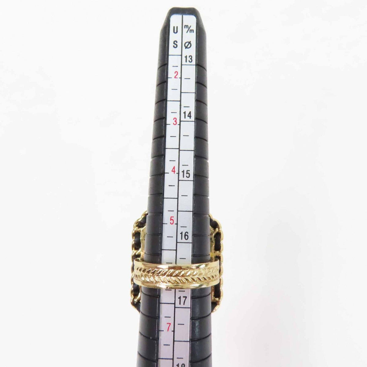 Chanel Premiere Watch Design CC Logo Rhinestone Decoration Ring Black Gold — view 8