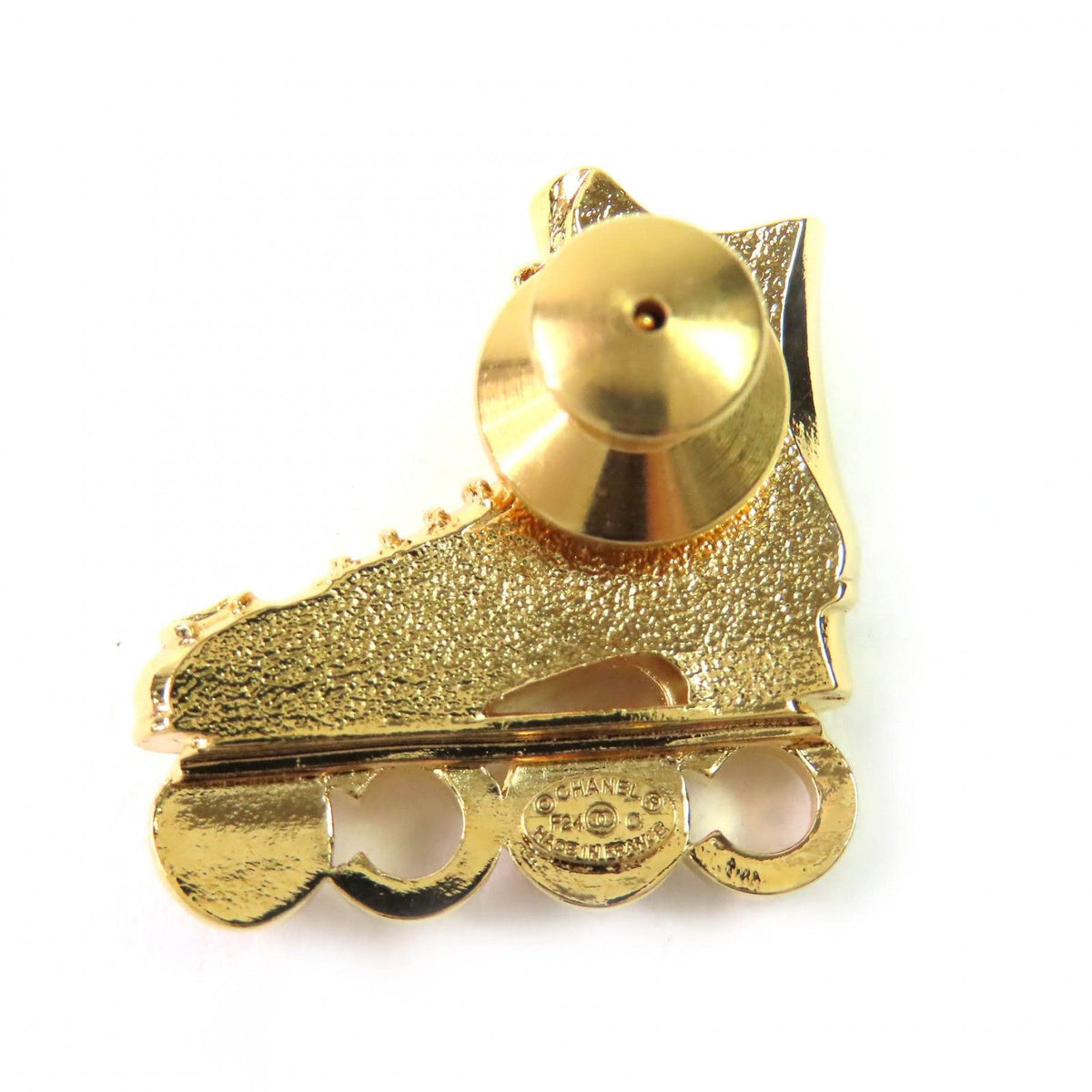 Chanel Roller Skates Coco Faux Pearl CC Logo Rhinestone Brooch Gold — view 2