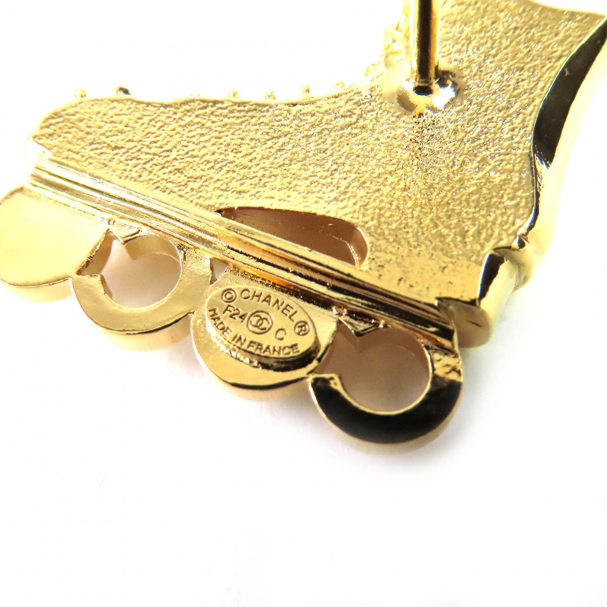 Chanel Roller Skates Coco Faux Pearl CC Logo Rhinestone Brooch Gold — view 5