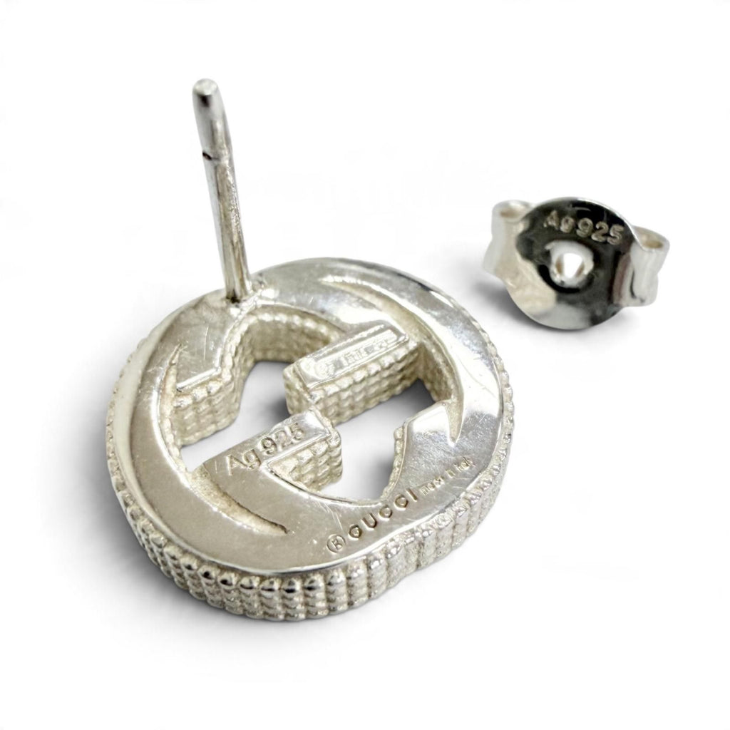 Gucci Interlocking G Stud Earrings Silver — view 4