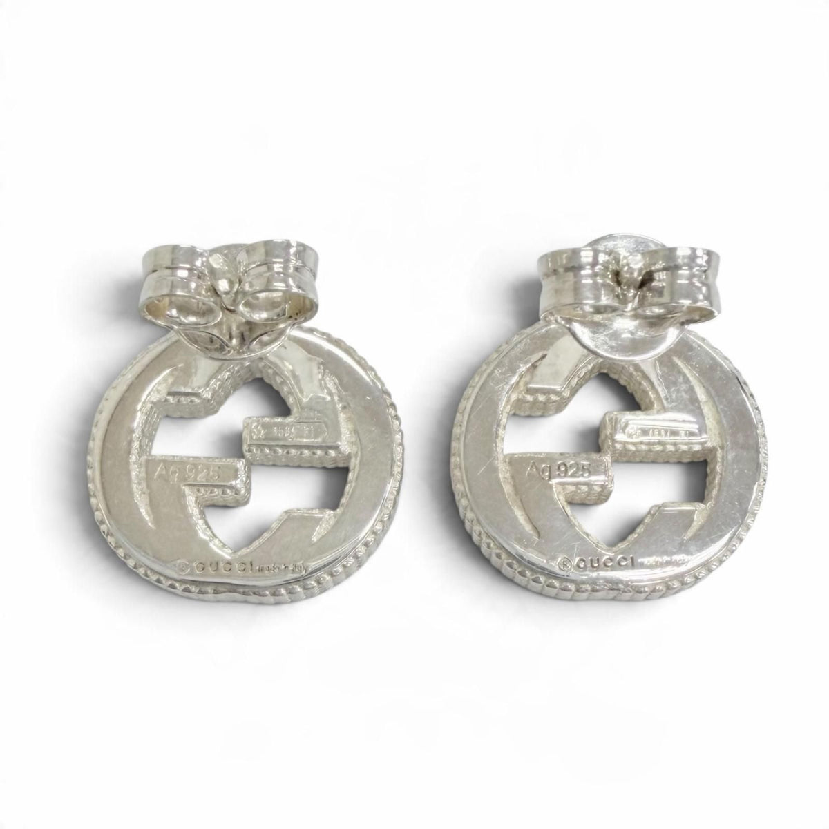 Gucci Interlocking G Stud Earrings Silver — view 2