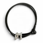 Celine Triomphe Studded Clasp Leather Bangle Bracelet Black Silver — view 6