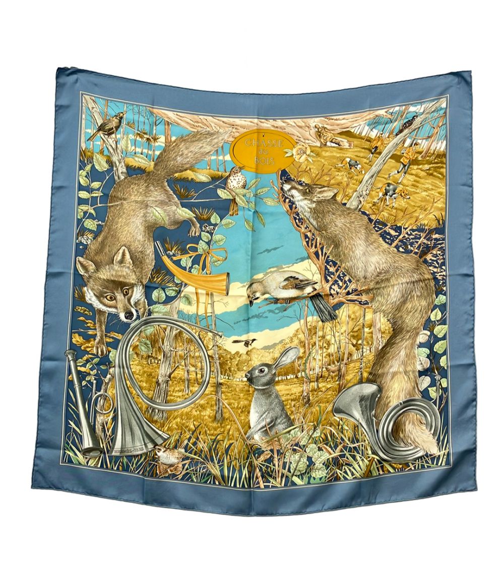 Hermes Scarf Carre 90 Silk 100% Forest Hunting