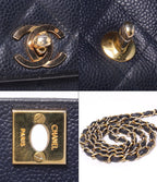 Chanel Chain Shoulder Bag Crossbody Gold Quilted Single Flap Caviar Leather — view 7