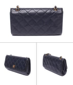 Chanel Chain Shoulder Bag Crossbody Gold Quilted Single Flap Caviar Leather — view 2