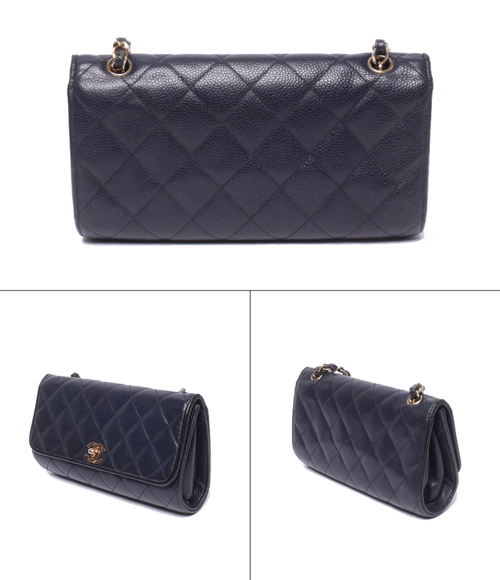 Chanel Chain Shoulder Bag Crossbody Gold Quilted Single Flap Caviar Leather — view 2