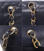 Chanel Chain Shoulder Bag Crossbody Gold Quilted Single Flap Caviar Leather — view 6