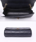 Chanel Chain Shoulder Bag Crossbody Gold Quilted Single Flap Caviar Leather — view 3