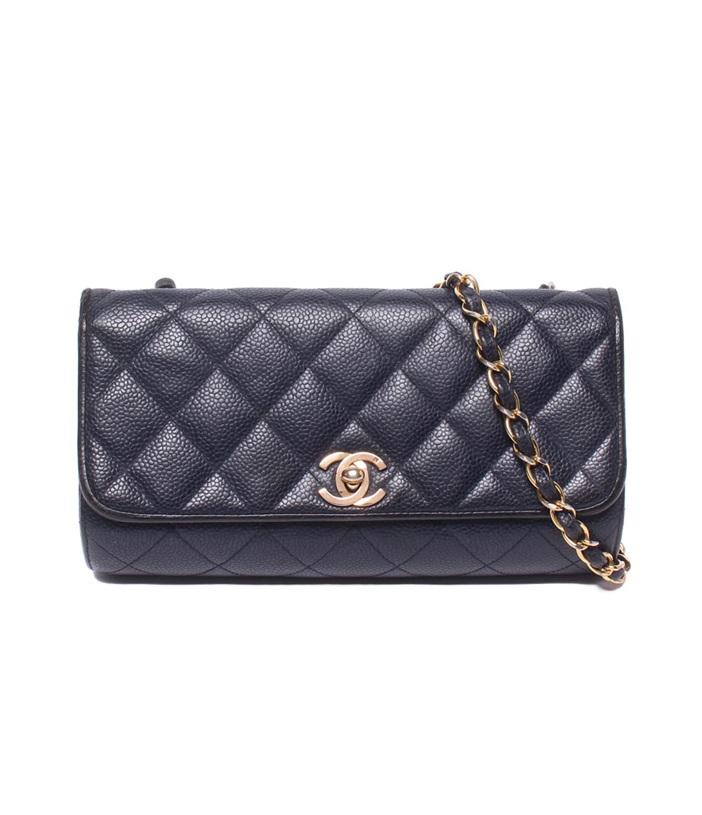 Chanel Chain Shoulder Bag Crossbody Gold Quilted Single Flap Caviar Leather