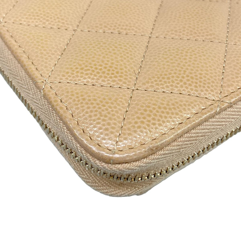 Chanel Wallet Quilted Beige Zip Around — view 6