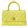 Chanel Handbag Small Top Handle Flap Bag Quilted Coco XS Light Yellow