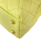 Chanel Handbag Small Top Handle Flap Bag Quilted Coco XS Light Yellow — view 6